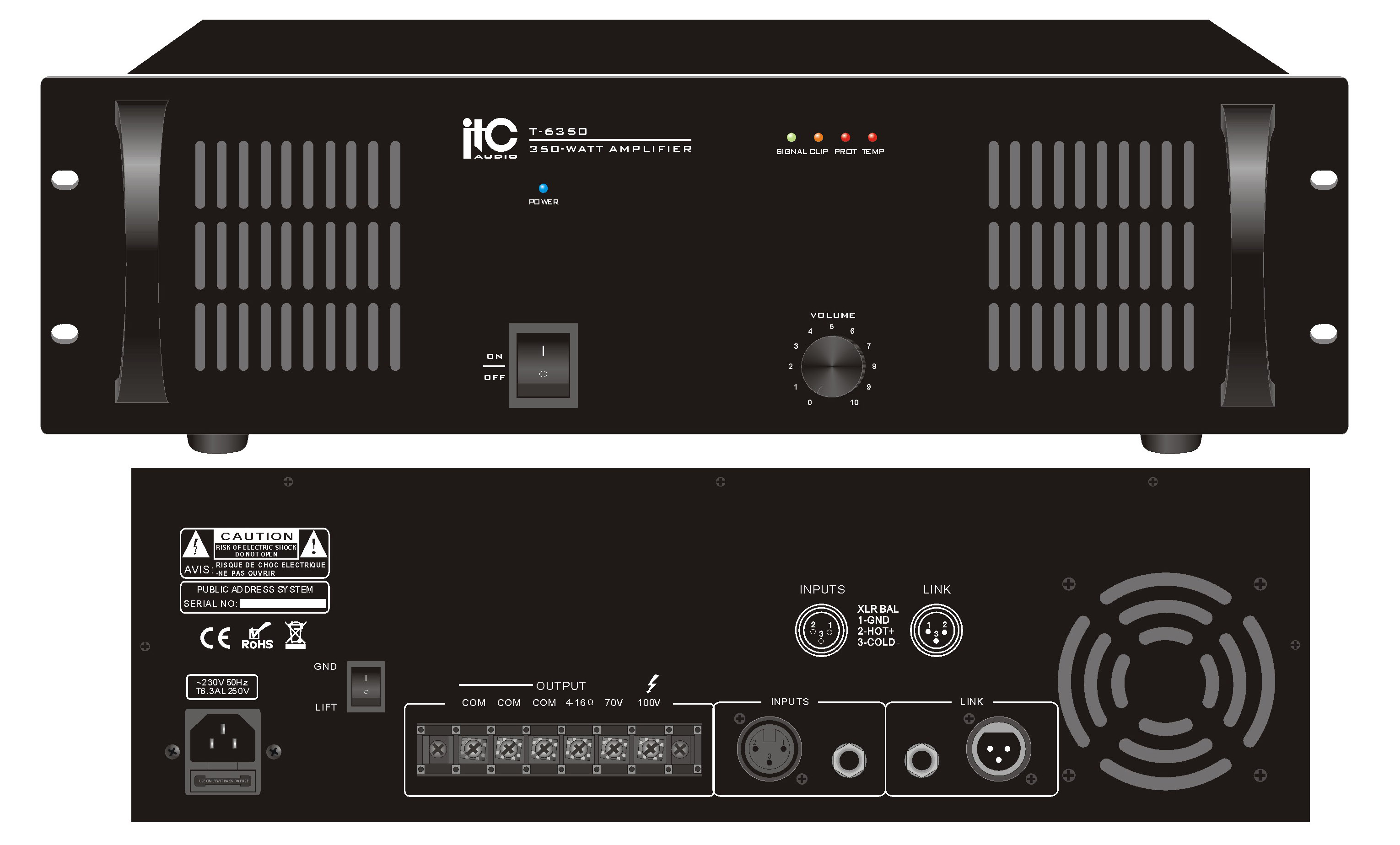 ITC T-6350 T-6500 T-6650 1-Channel Power Amplifier