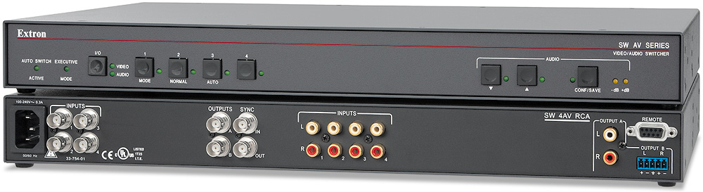 EXTRON SW 4AV RCA  Four Input Composite Video & Stereo Audio Switcher with RCA Connectors