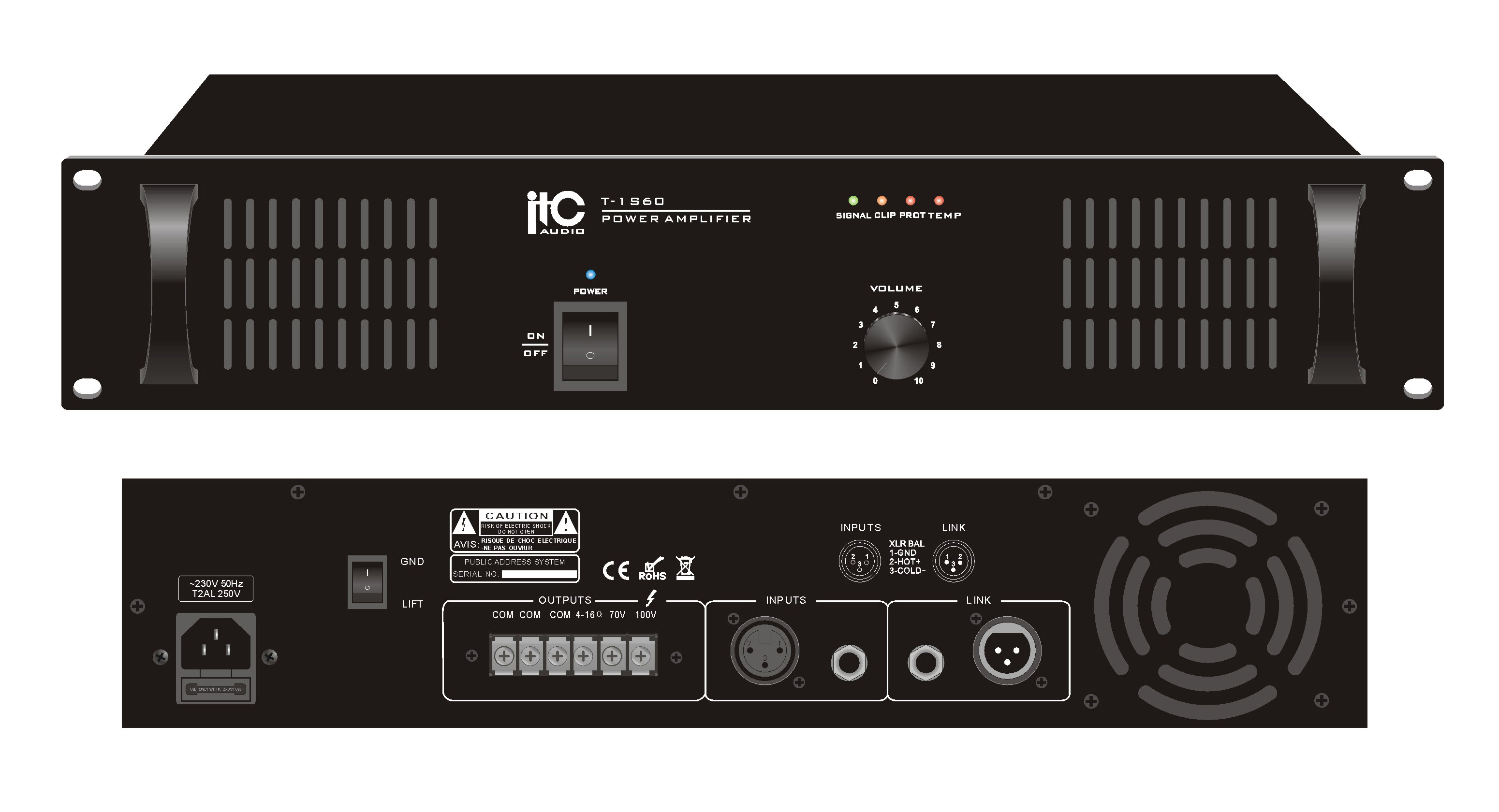 ITC T-1S60, T-1S120, T-1S240 1-Channel Power Amplifier
